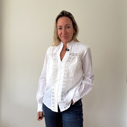 Aspiga Carrie Organic Cotton Dobby Blouse - Size XS