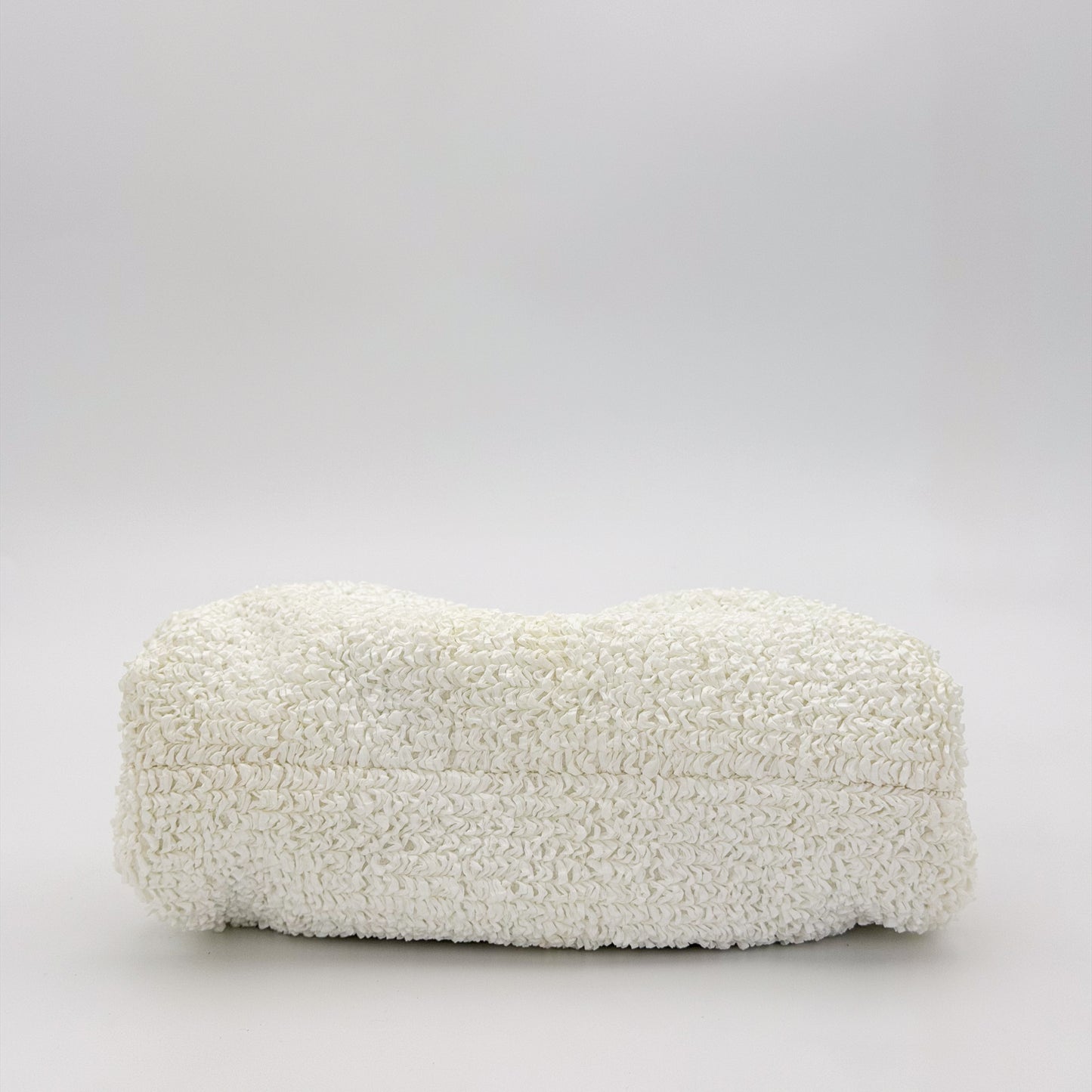 Preloved Bottega Veneta Mini Pouch base view showing bouclé raffia texture
