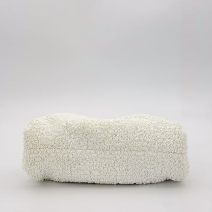 Preloved Bottega Veneta Mini Pouch base view showing bouclé raffia texture