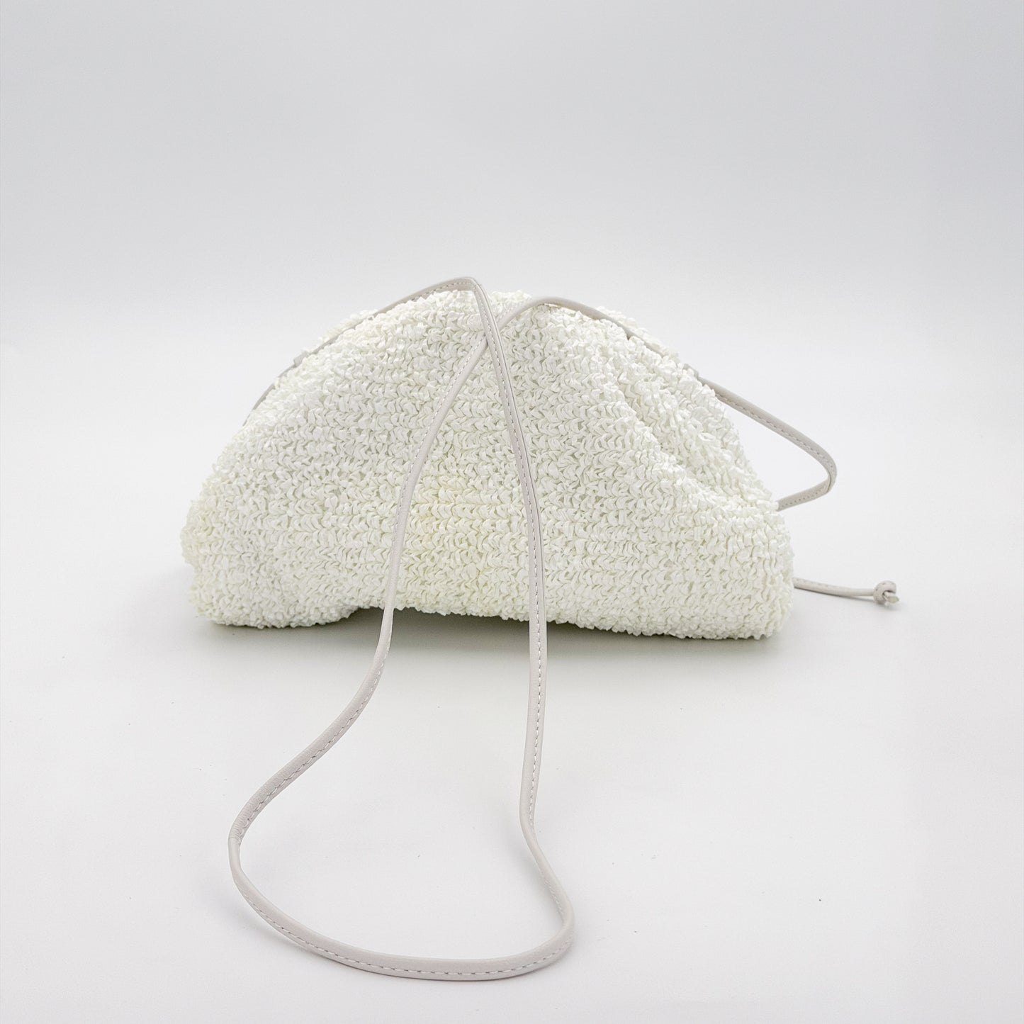 Bottega Veneta Mini Pouch front view with leather crossbody strap