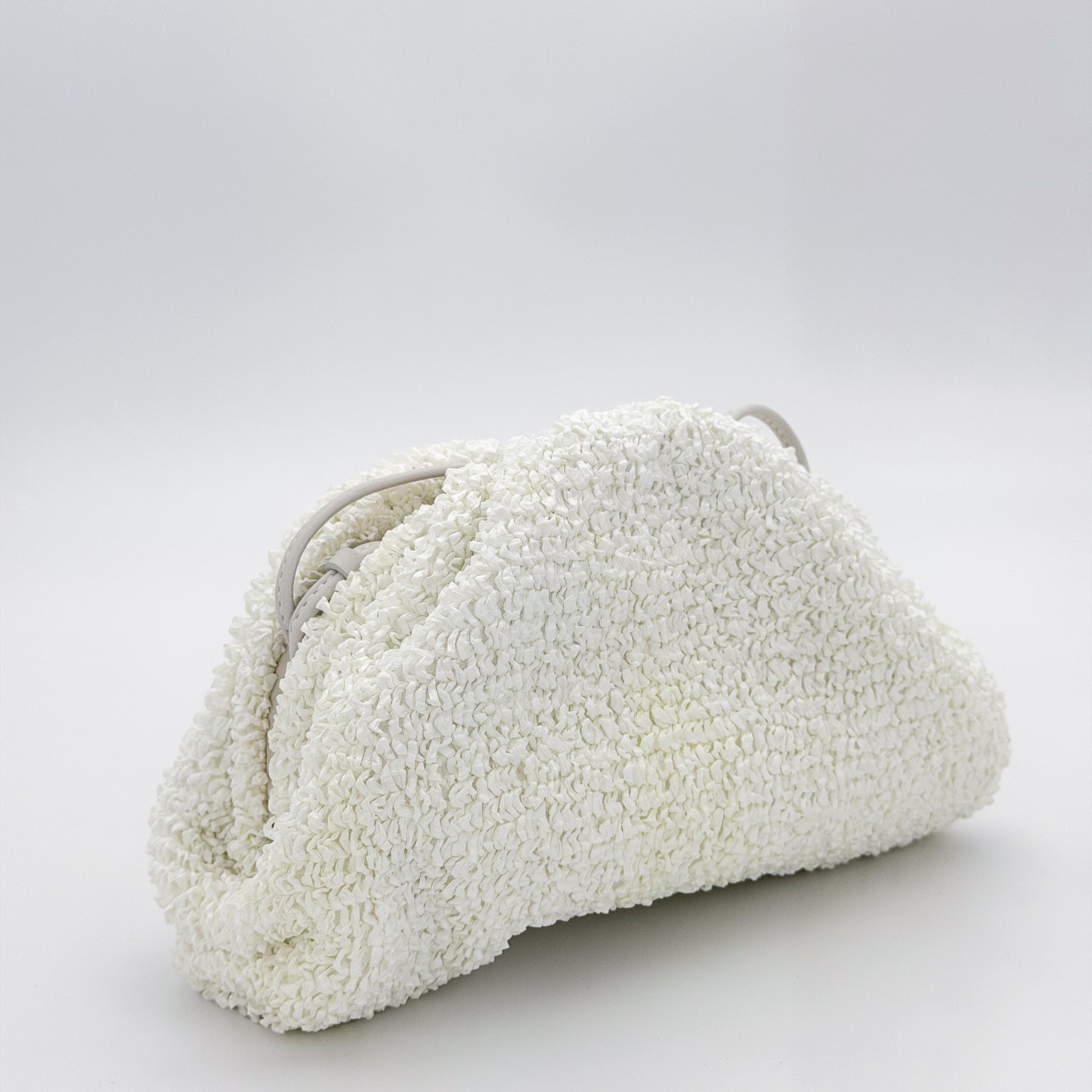 ottega Veneta Mini Pouch side view without strap showing curved shape