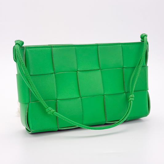 Bottega Veneta Cassette Intrecciato Shoulder Bag in Parakeet Green
