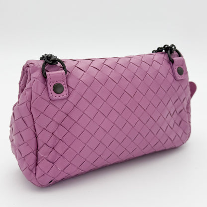 Bottega Veneta Mini Intrecciato Pink Nappa Chain Crossbody Bag