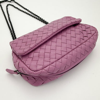 Bottega Veneta Mini Intrecciato Pink Nappa Chain Crossbody Bag