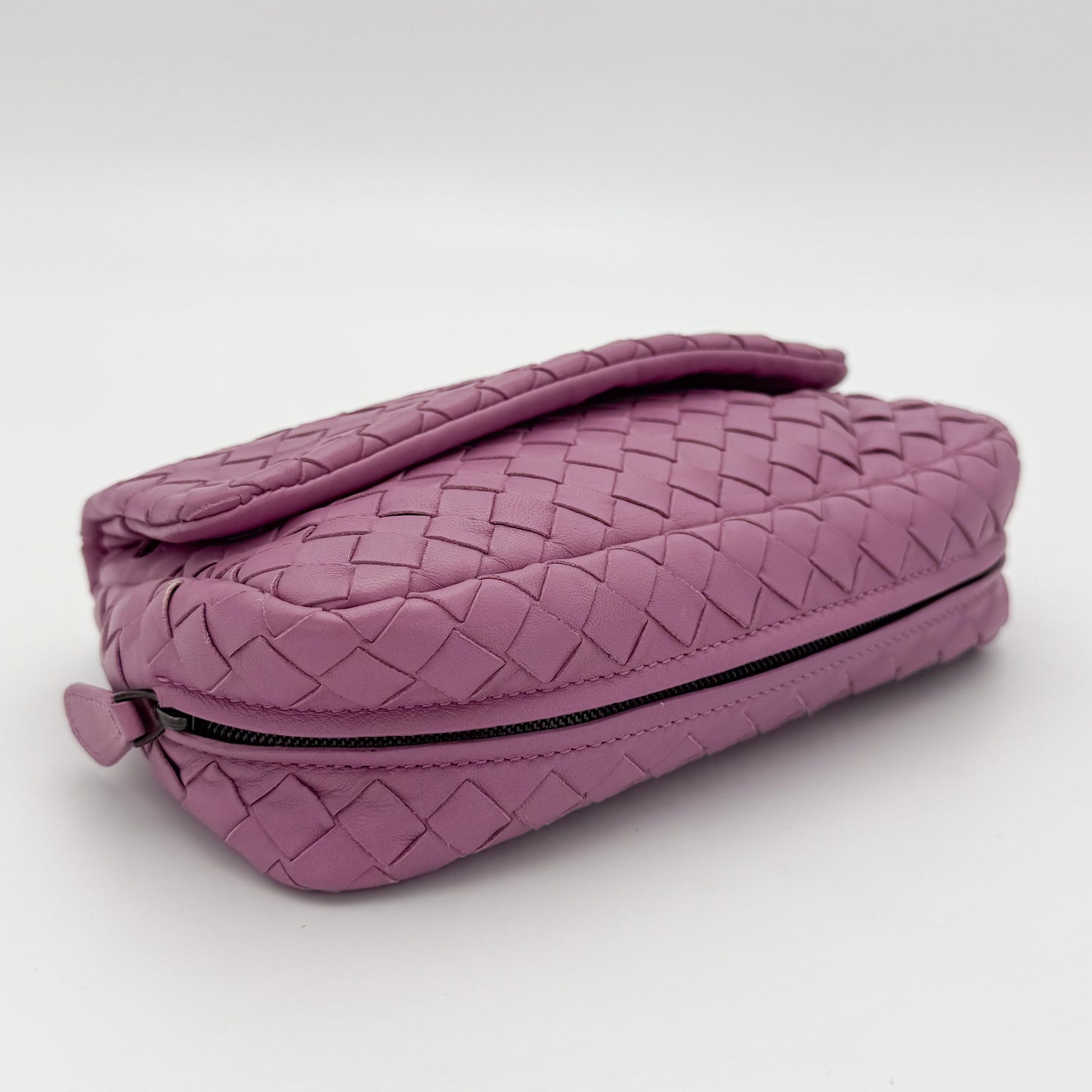 Bottega Veneta Mini Intrecciato Pink Nappa Chain Crossbody Bag