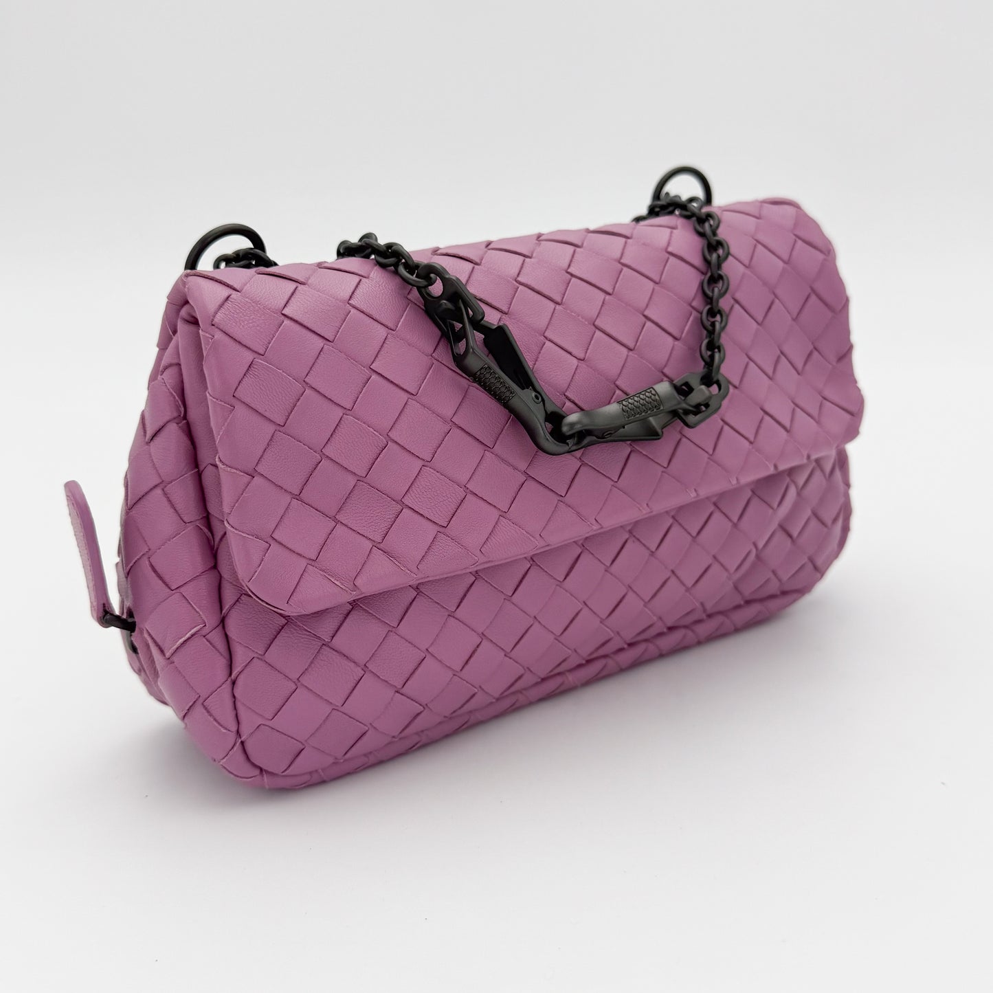 Bottega Veneta Mini Intrecciato Pink Nappa Chain Crossbody Bag