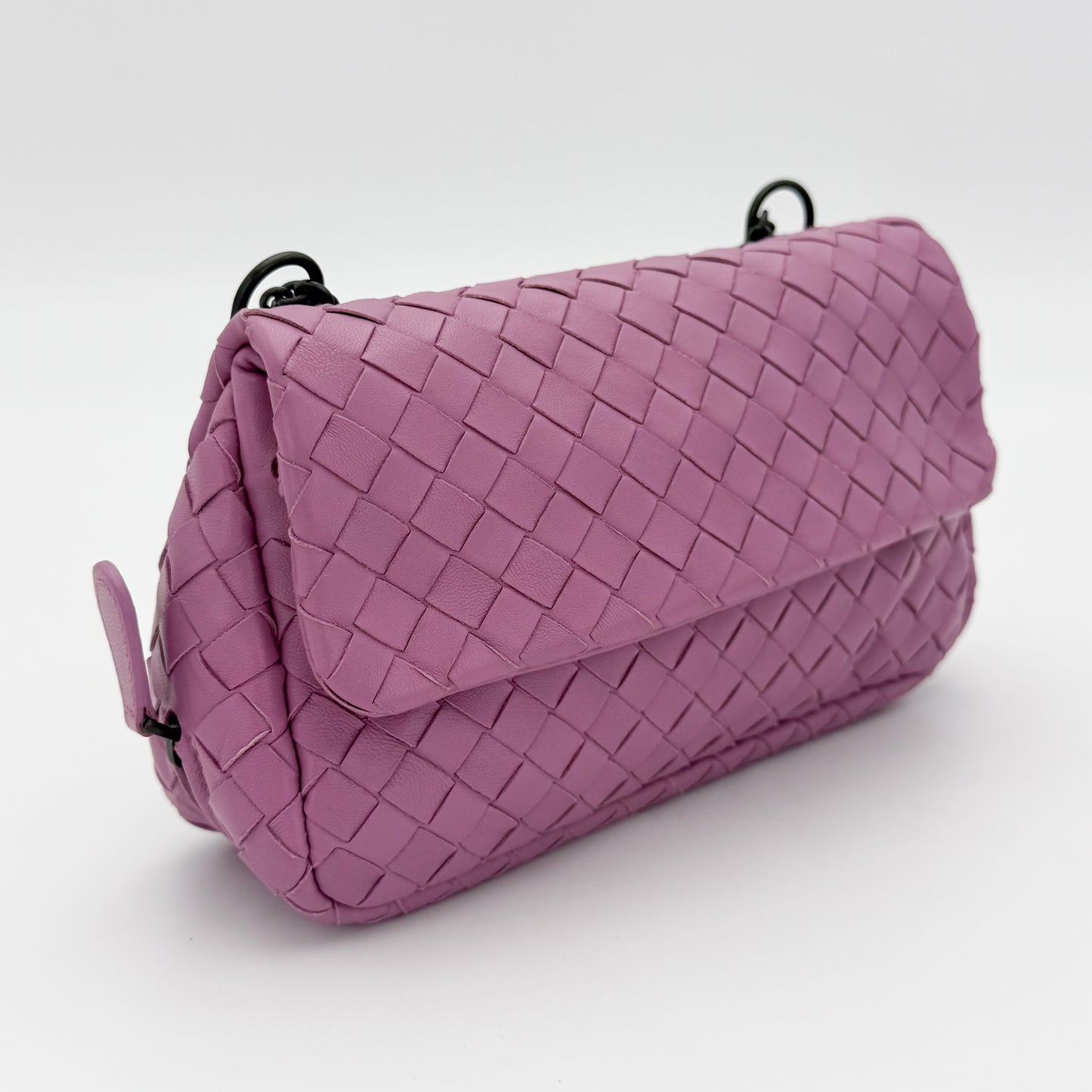 Bottega Veneta Mini Intrecciato Pink Nappa Chain Crossbody Bag