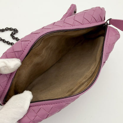 Bottega Veneta Mini Intrecciato Pink Nappa Chain Crossbody Bag