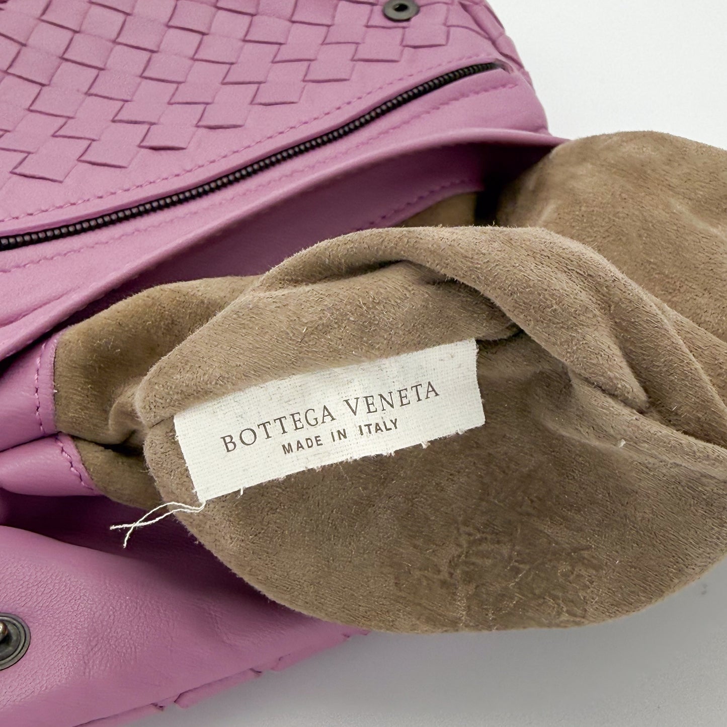 Bottega Veneta Mini Intrecciato Pink Nappa Chain Crossbody Bag