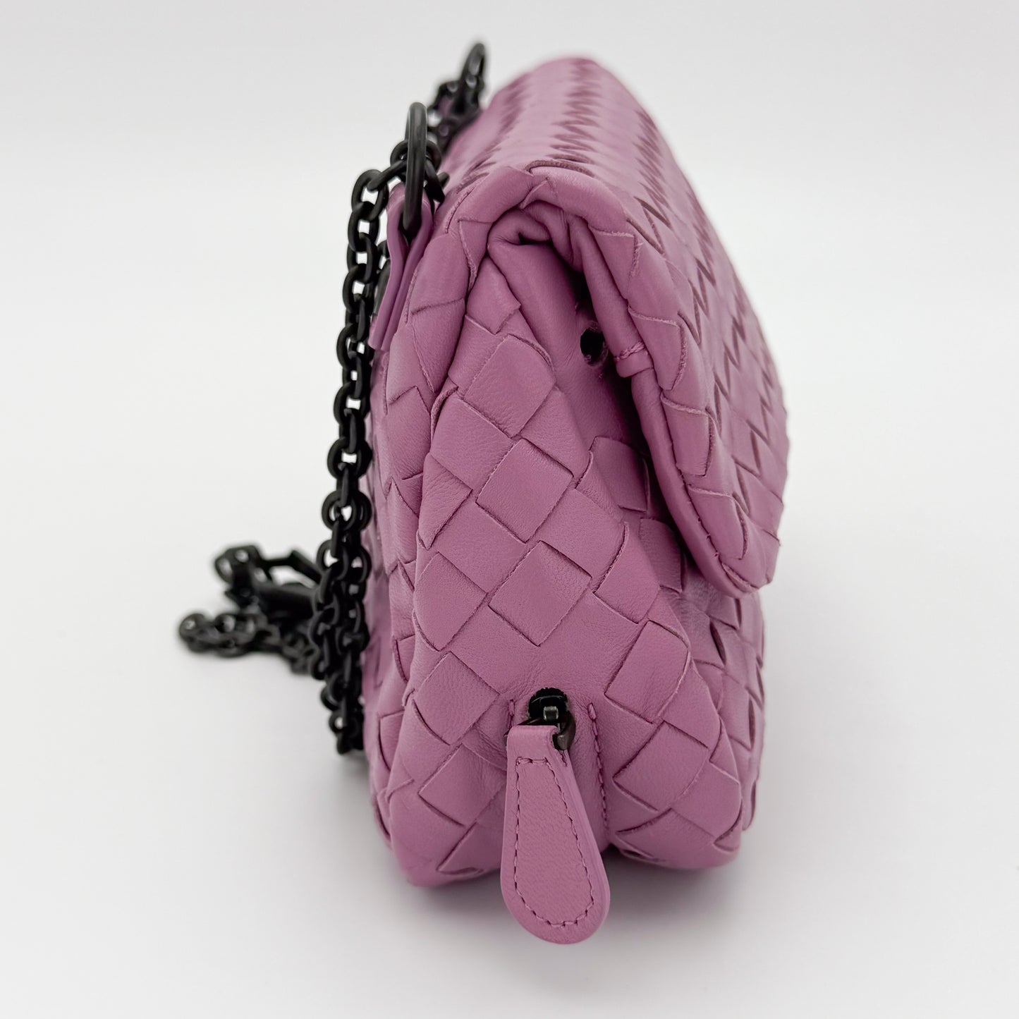 Bottega Veneta Mini Intrecciato Pink Nappa Chain Crossbody Bag