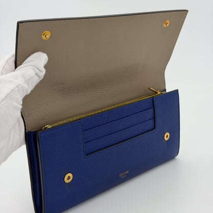 Céline wallet – flap open, snap studs and card slot detail