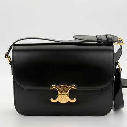 Celine Black Shiny Calfskin Classique Triomphe Bag (RRP £2,950) | Authentic Preloved
