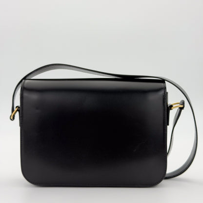 Celine Black Shiny Calfskin Classique Triomphe Bag (RRP £2,950) | Authentic Preloved