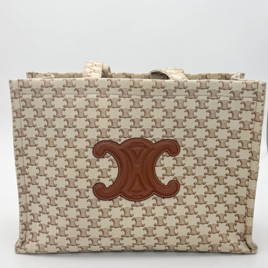 Celine Large Cabas Thaïs Triomphe Canvas Tote Bag