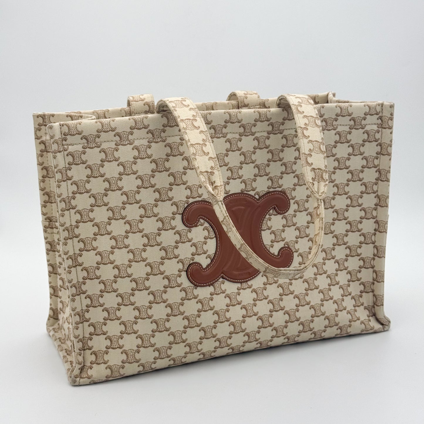Celine Large Cabas Thaïs Triomphe Canvas Tote Bag