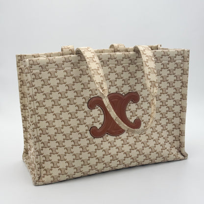 Celine Large Cabas Thaïs Triomphe Canvas Tote Bag