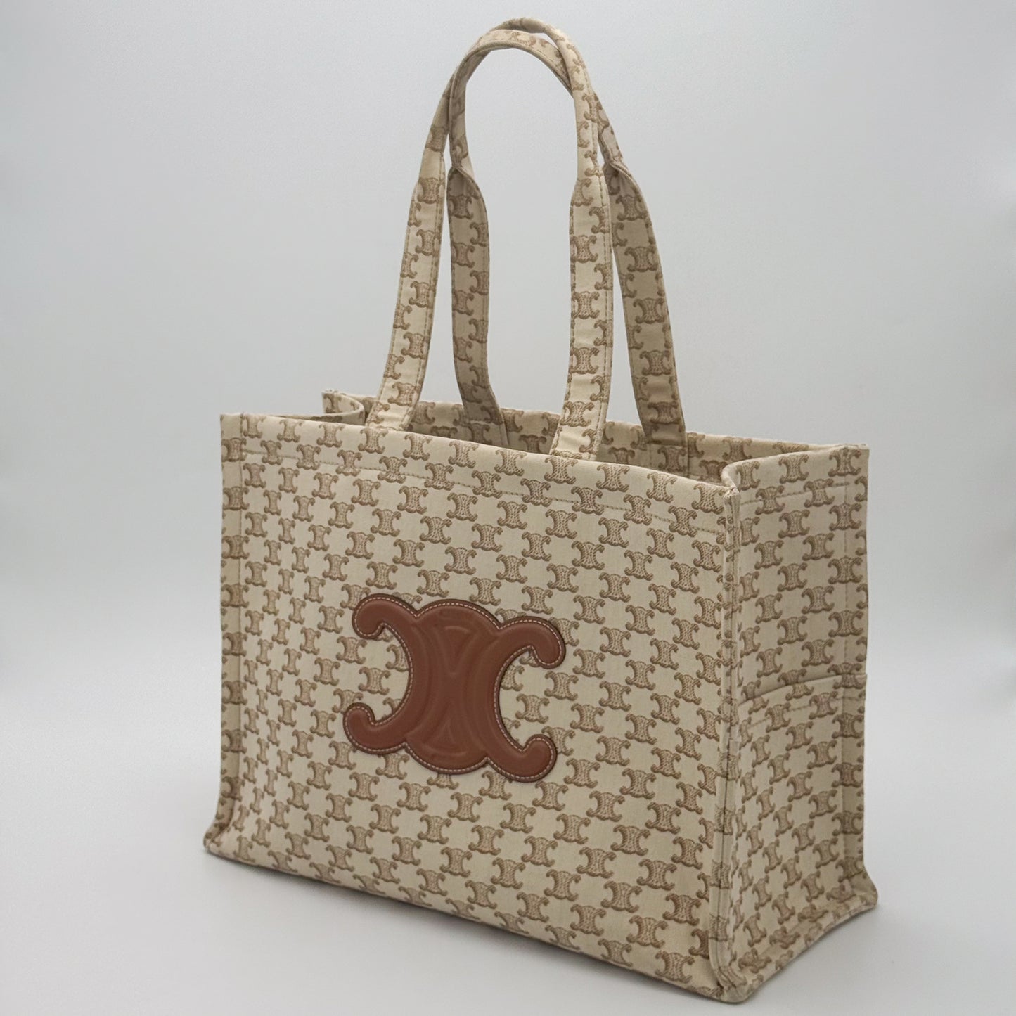 Celine Large Cabas Thaïs Triomphe Canvas Tote Bag