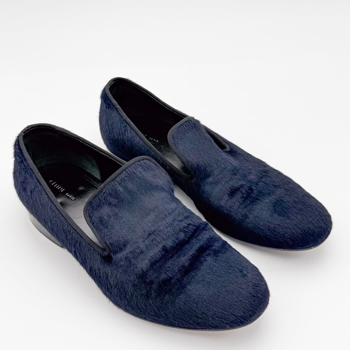Celine Navy Pony Hair Flat Loafers - Size 36