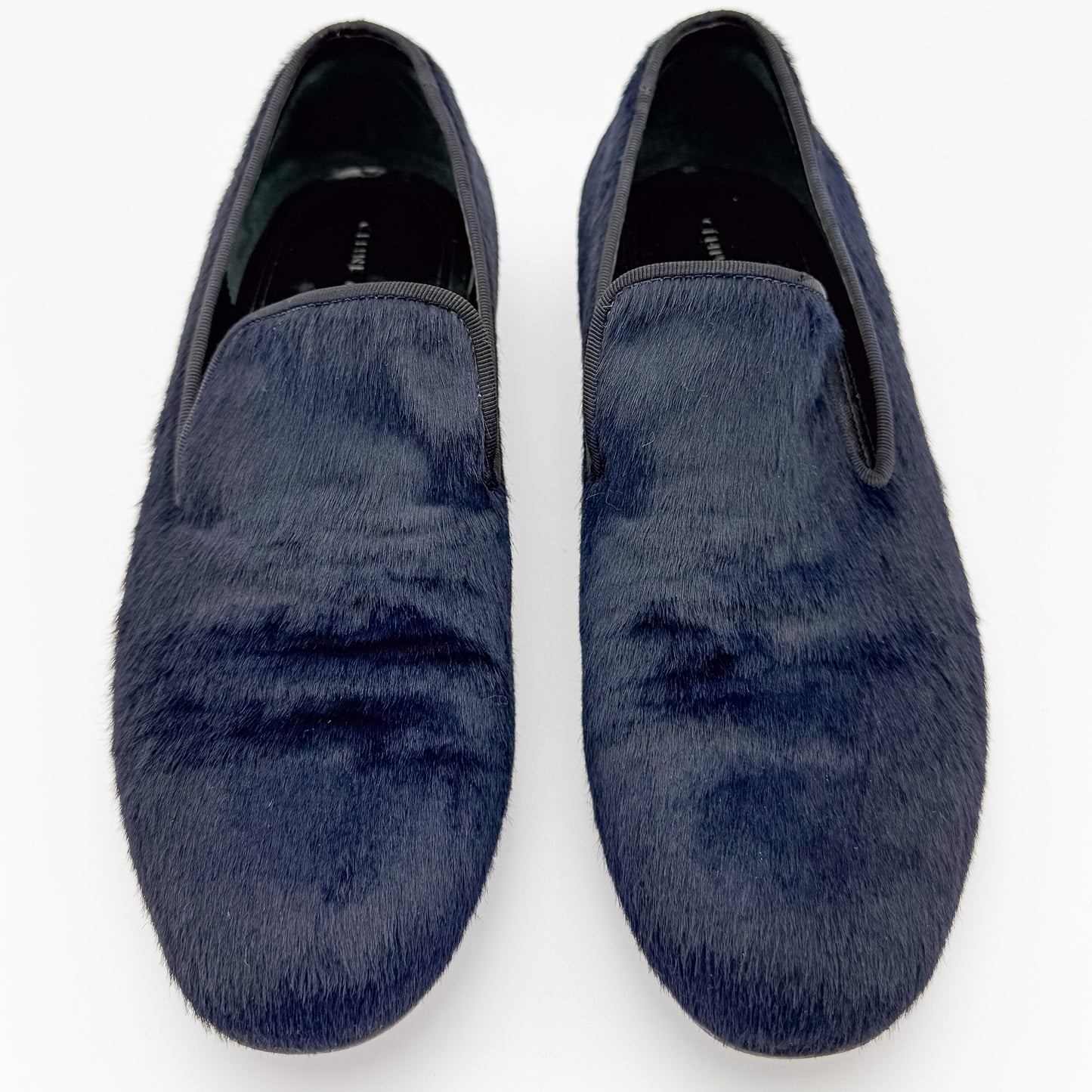 Celine Navy Pony Hair Flat Loafers - Size 36