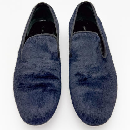 Celine Navy Pony Hair Flat Loafers - Size 36