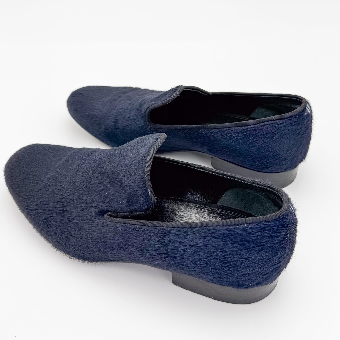 Celine Navy Pony Hair Flat Loafers - Size 36