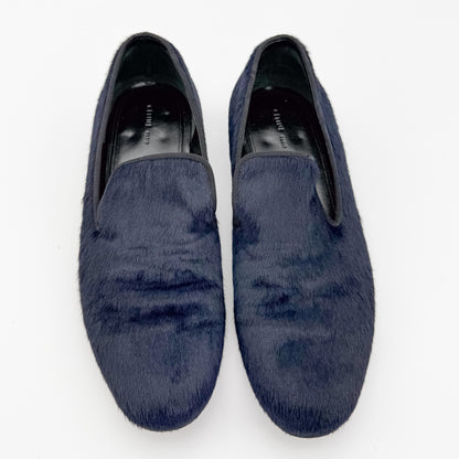 Celine Navy Pony Hair Flat Loafers - Size 36