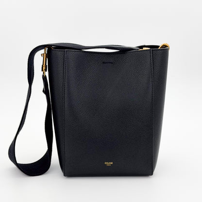 Celine black Seau Sangle bucket bag - front view with strap
