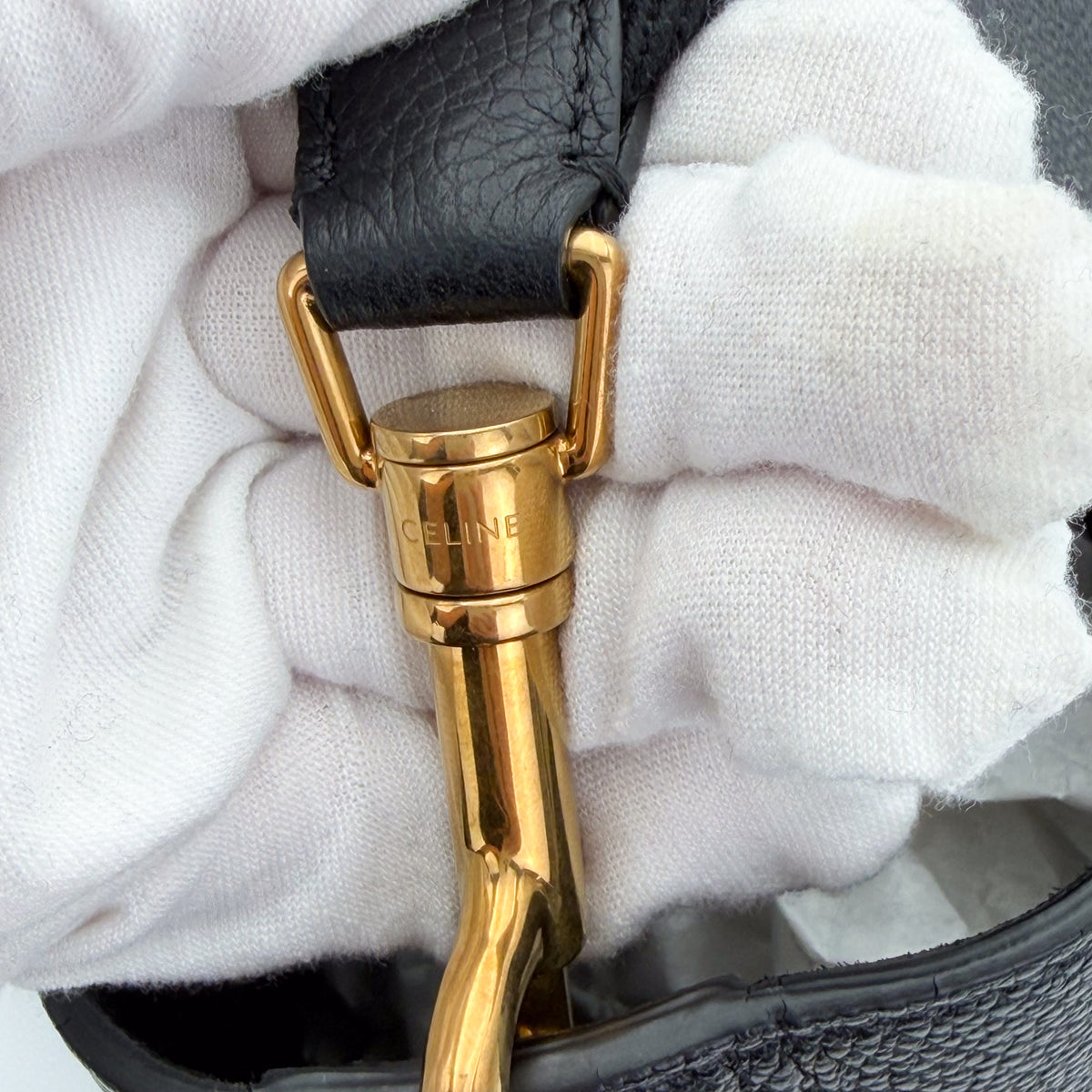 Celine black Seau Sangle bucket bag - gold hardware detail