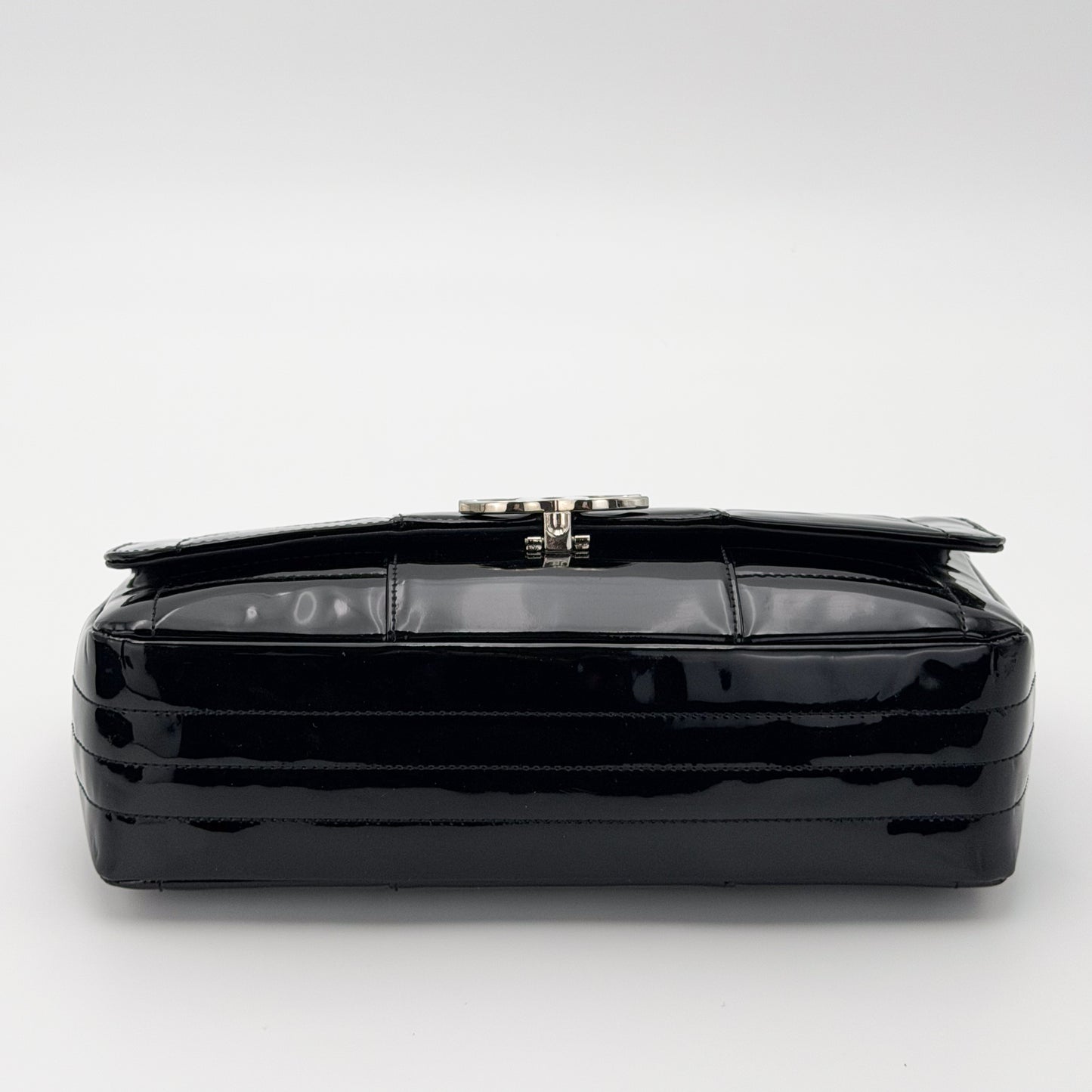 Chanel Vertical Stitch Black Patent Flap Bag | Authentic Preloved