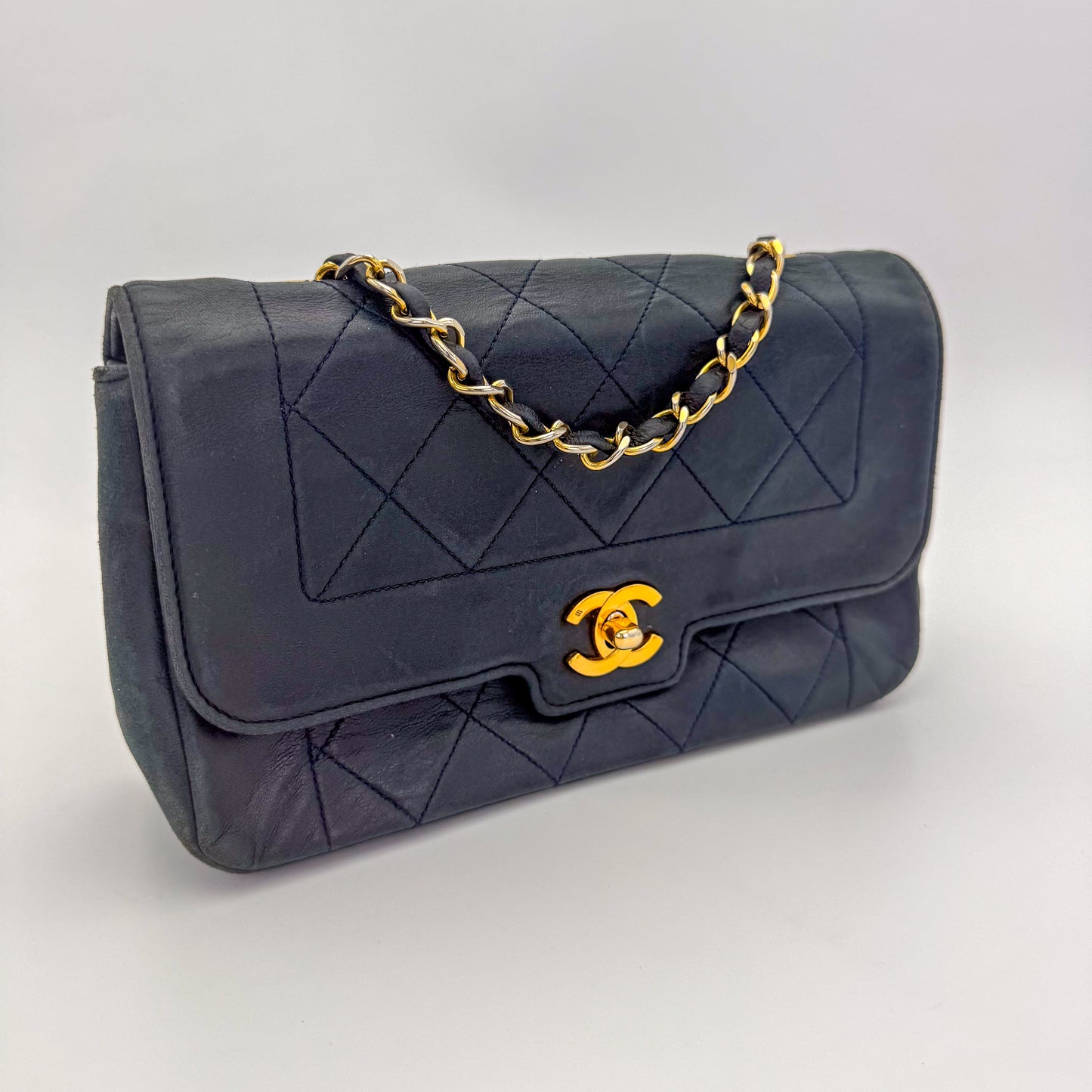 Chanel Diana Flap in Navy Quilted Leather