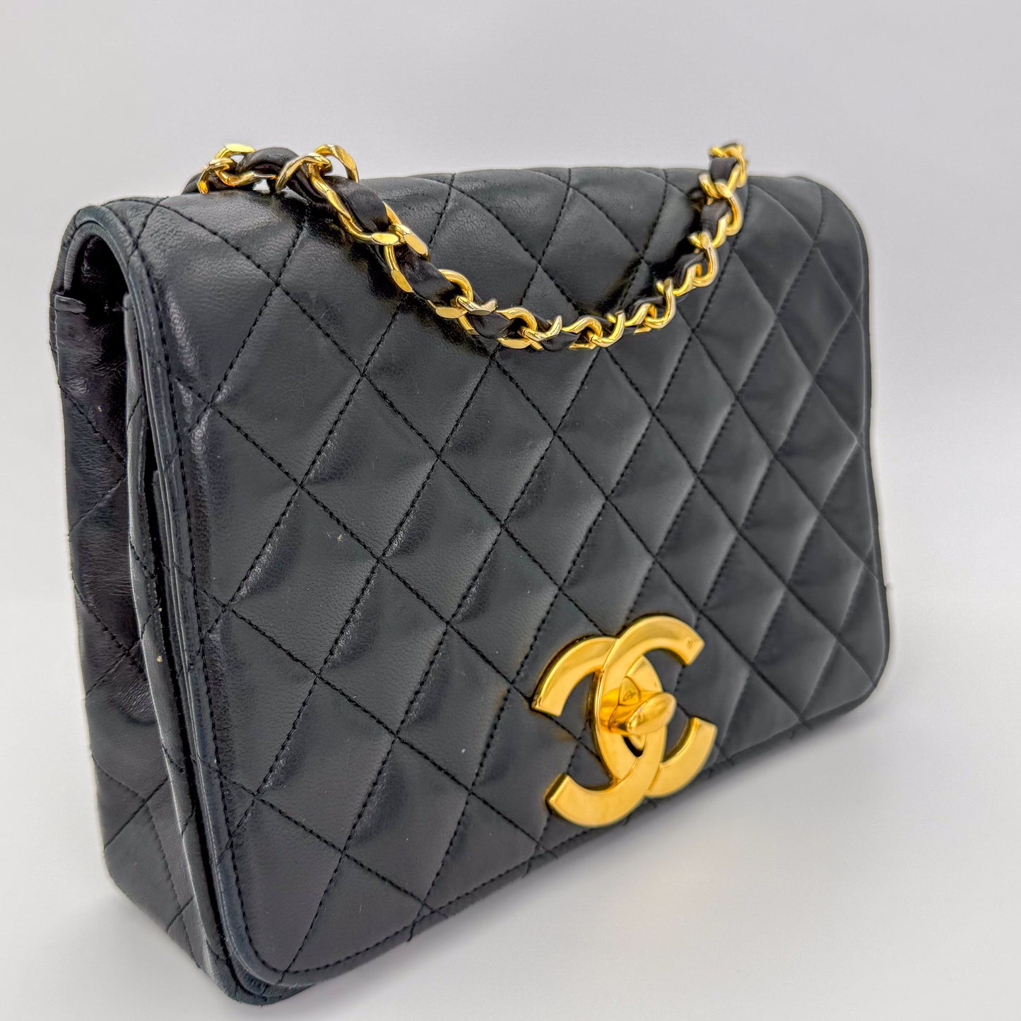 Vintage Chanel Black Leather Flap Bag