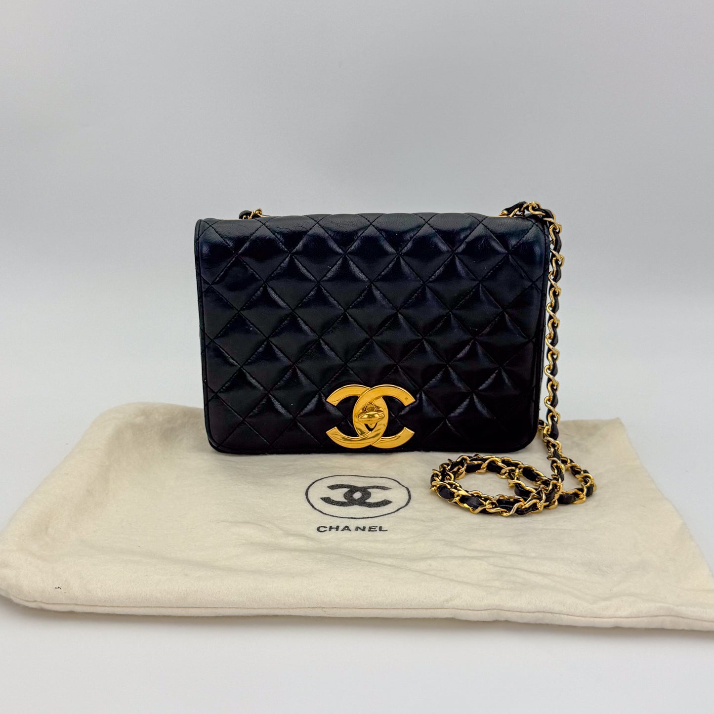 Vintage Chanel Black Leather Flap Bag
