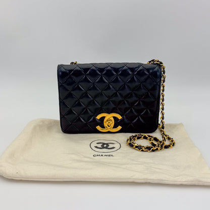 Vintage Chanel Black Leather Flap Bag