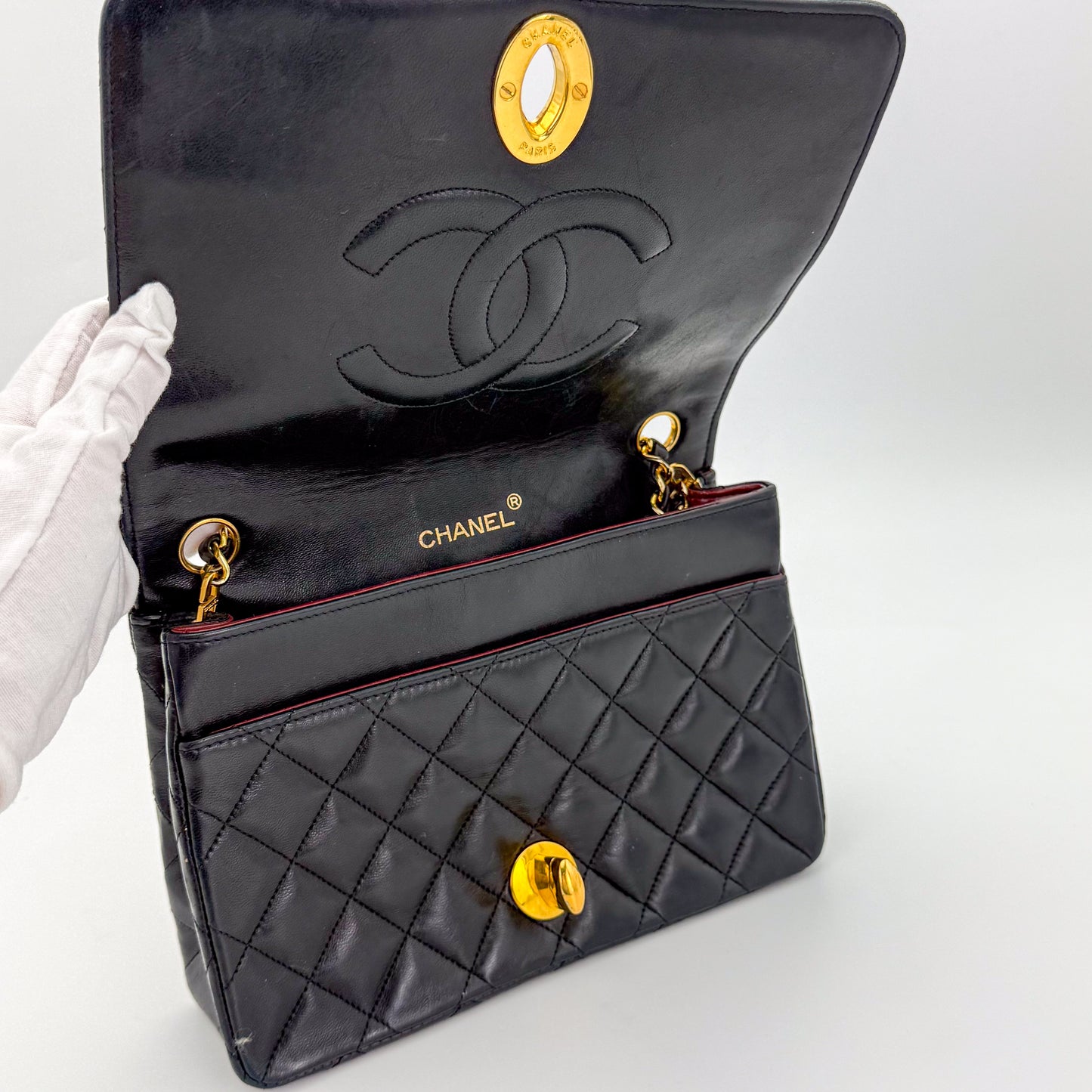Vintage Chanel Black Leather Flap Bag