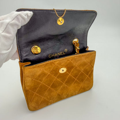 Rare Chanel Vintage Genuine Suede Chain Bag
