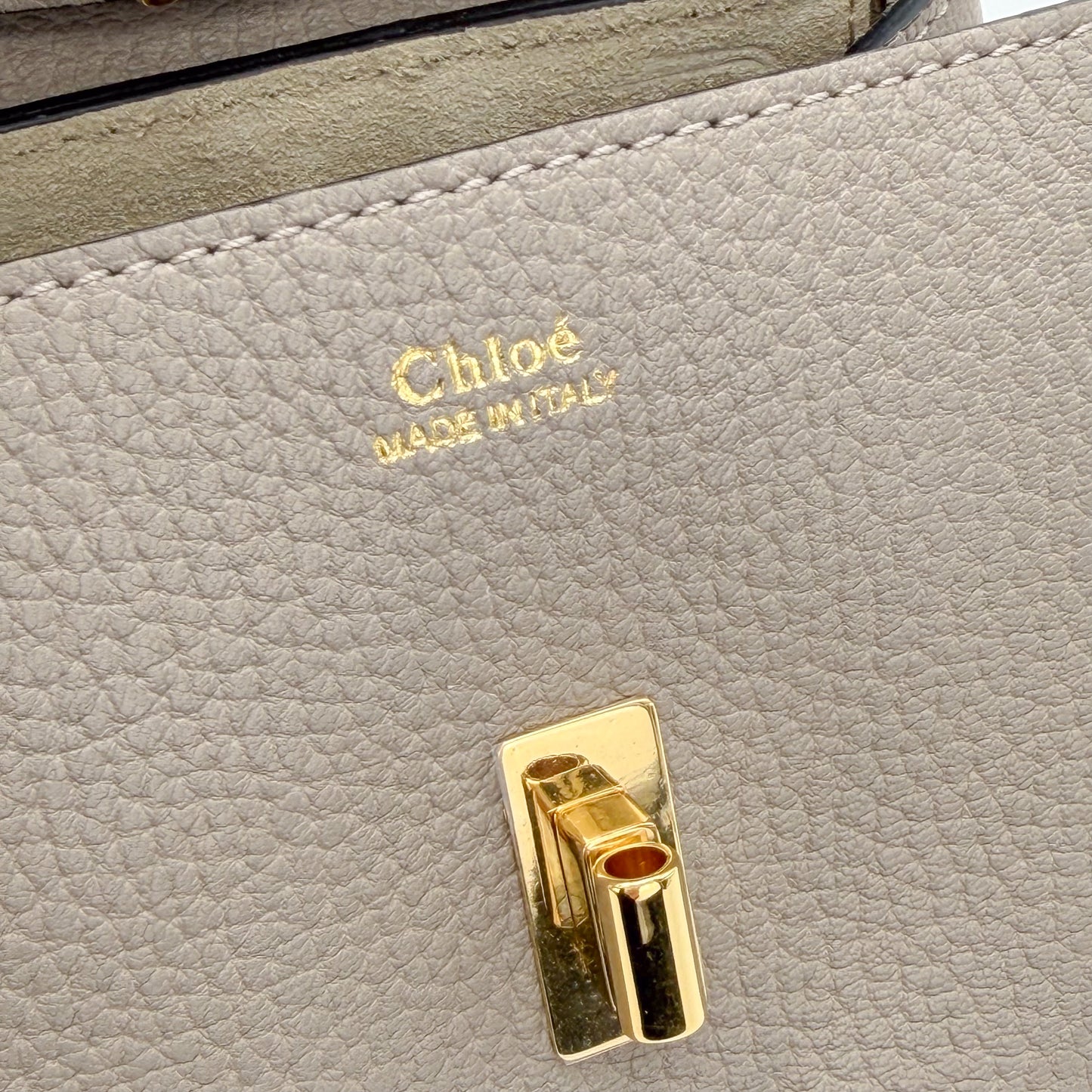 Second hand Chloé Mini Drew crossbody bag interior close up showing lining