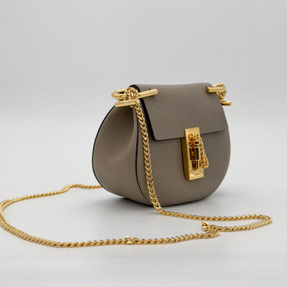 Preloved Chloé Mini Drew bag right side angled view with chain strap detail