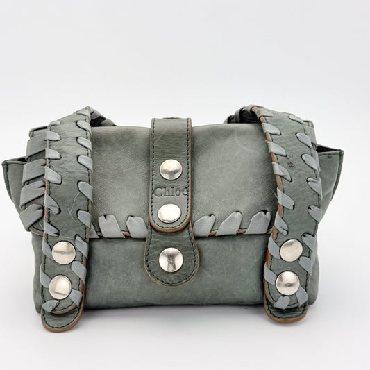 Chloé Silverado Grey Green Leather Shoulder Bag