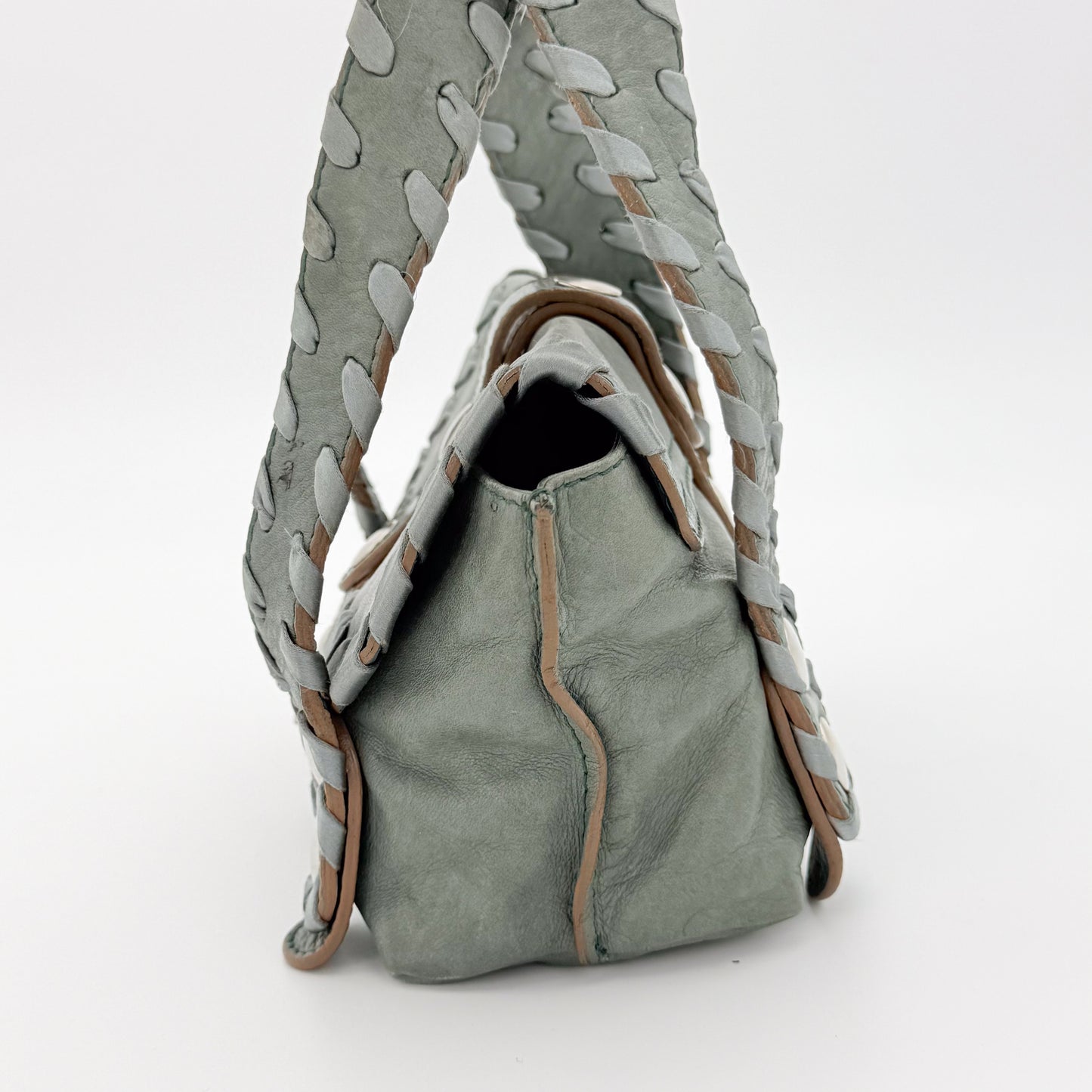 Chloé Silverado Grey Green Leather Shoulder Bag