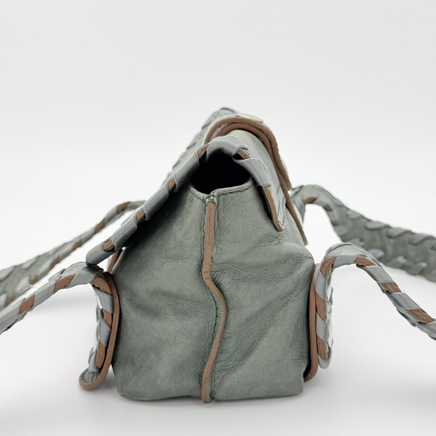 Chloé Silverado Grey Green Leather Shoulder Bag