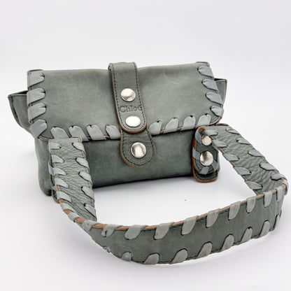 Chloé Silverado Grey Green Leather Shoulder Bag