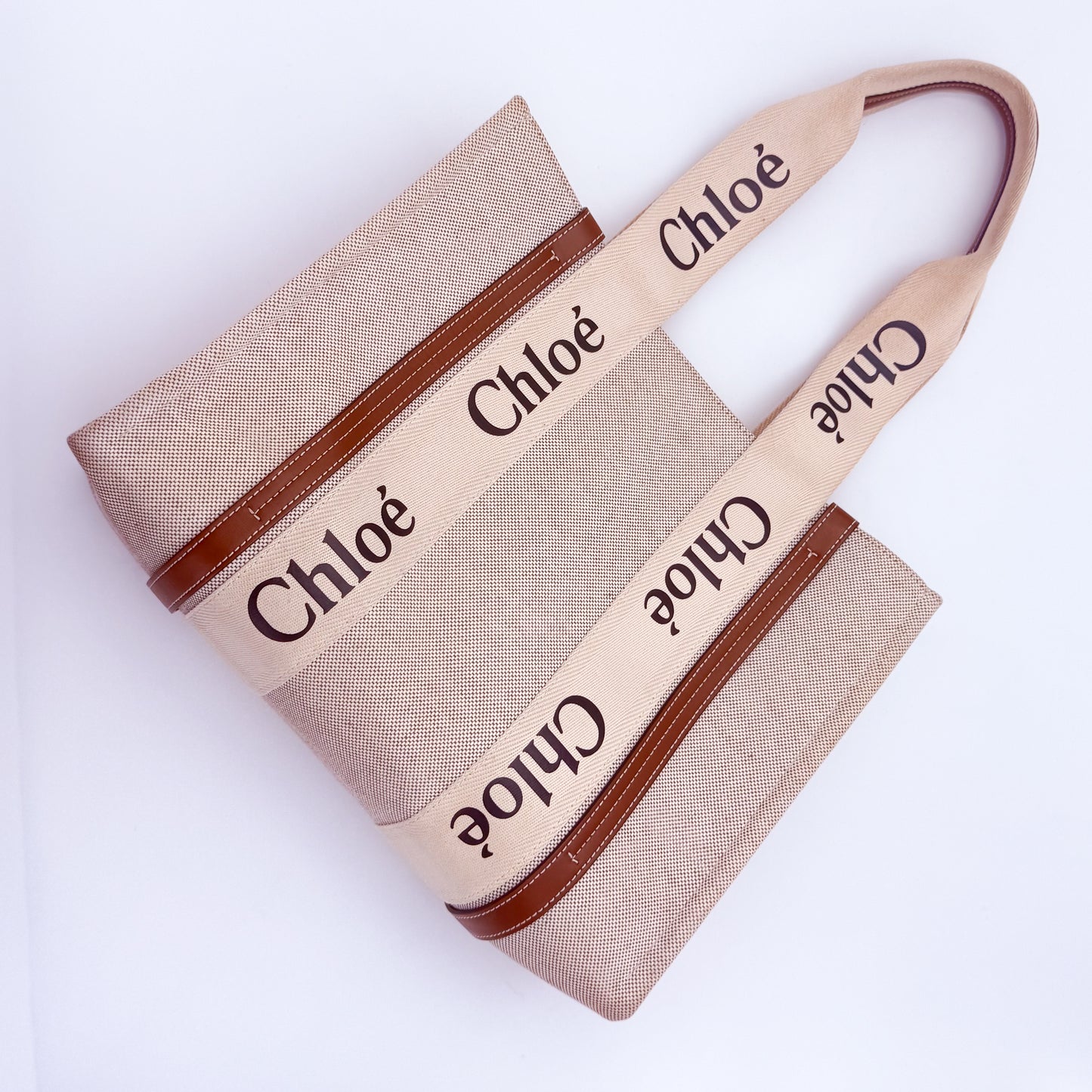 Chloé Woody Medium Canvas Tote Bag