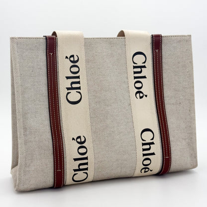Chloé Woody Medium Canvas Tote Bag