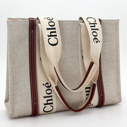 Chloé Woody Medium Canvas Tote Bag