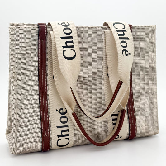 Chloé Woody Medium Canvas Tote Bag