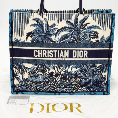 Dior Christian Dior Book Tote Toile de Jouy Palms Embroidered Canvas Bag