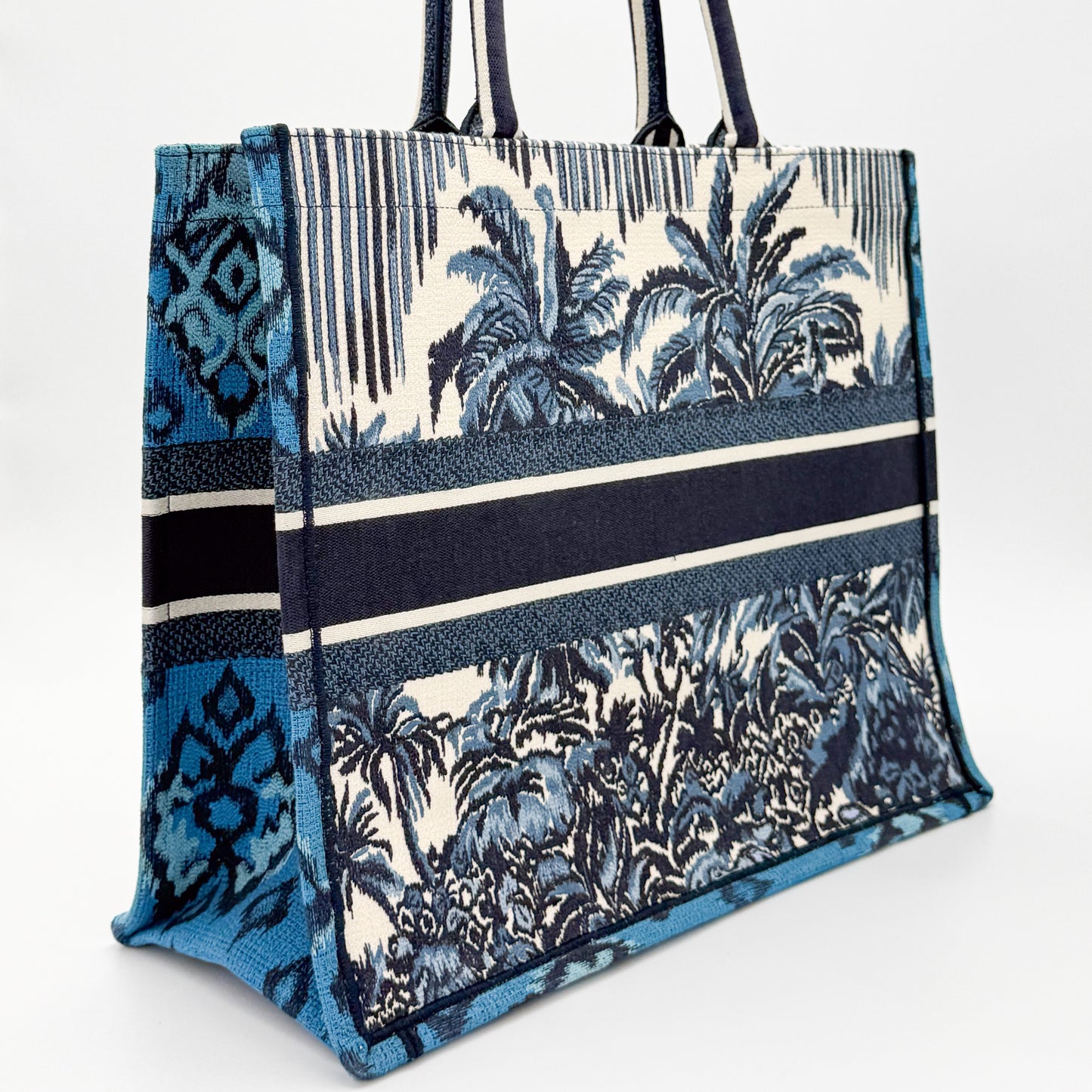 Dior Christian Dior Book Tote Toile de Jouy Palms Embroidered Canvas Bag