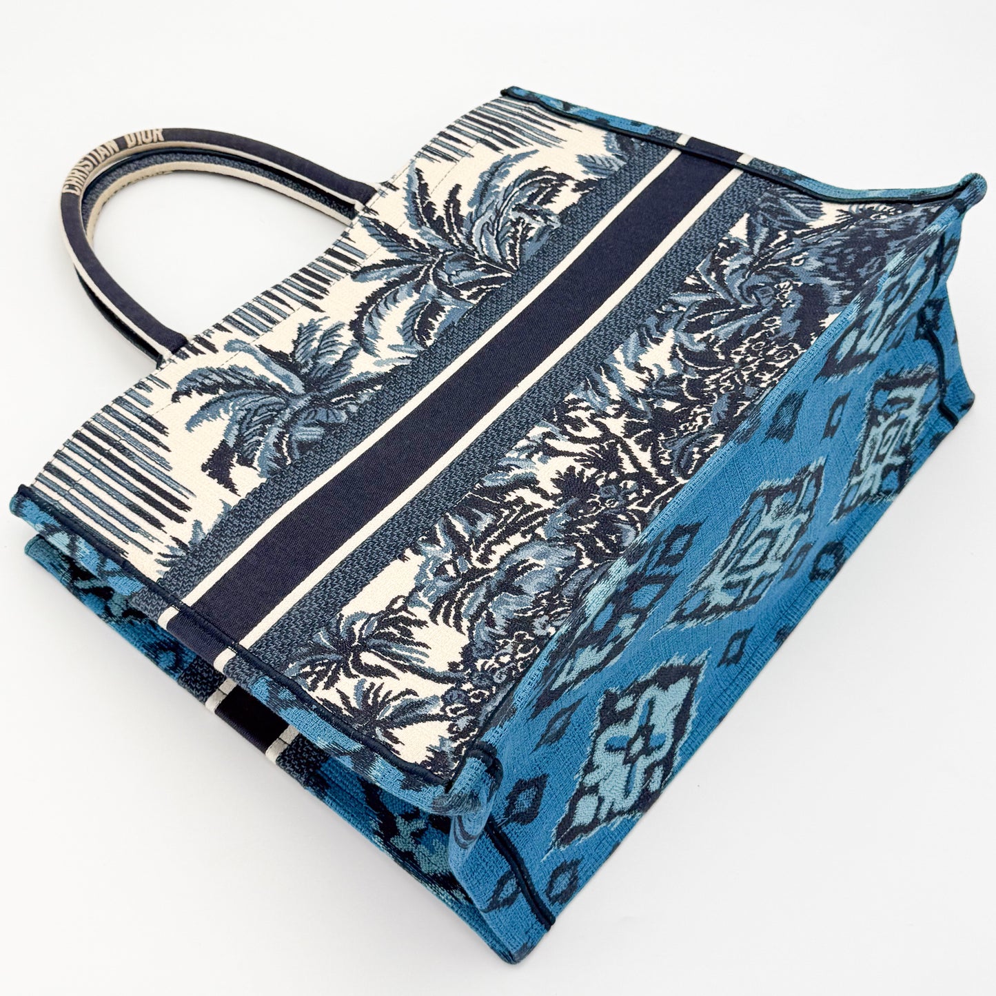 Dior Christian Dior Book Tote Toile de Jouy Palms Embroidered Canvas Bag