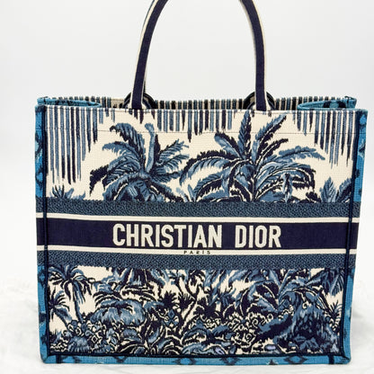 Dior Christian Dior Book Tote Toile de Jouy Palms Embroidered Canvas Bag