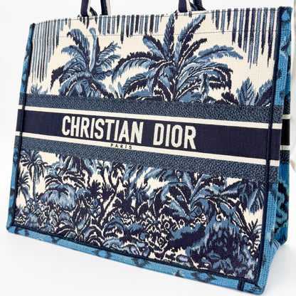 Dior Christian Dior Book Tote Toile de Jouy Palms Embroidered Canvas Bag
